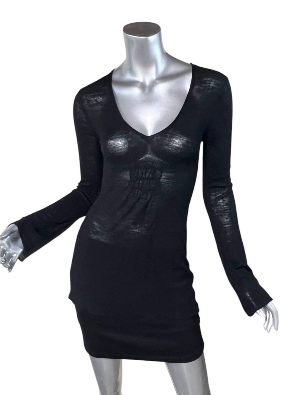 Athleta Women’s XXS Linen Blend Tunic Top V Neck Long Sleeve Semi Sheer Black